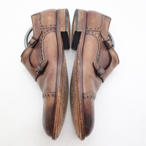 Magnanni Wingtip Double Monk Strap Men's Size 10 M Brown Leather  Dress Shoes - Picture 8 of 12
